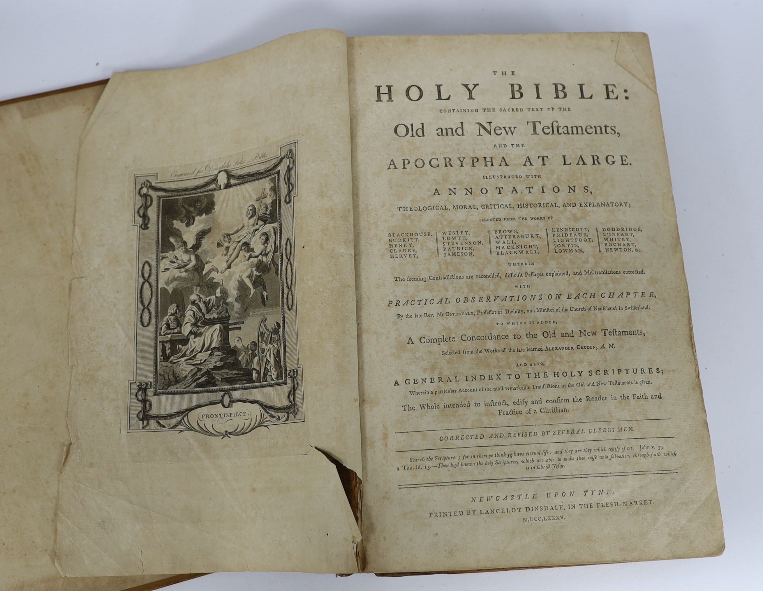 BIBLE - A provincially printed later 18th century folio Bible, the Authorised Version. The Holy Bible: containing the sacred texts of the Old and New Testaments....(and) A Complete Concordance....general and NT. titles,